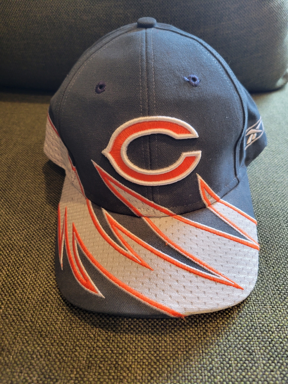 Reebok Chicago Bears Navy and Orange Men's Baseball Cap Sharktooth Jagged